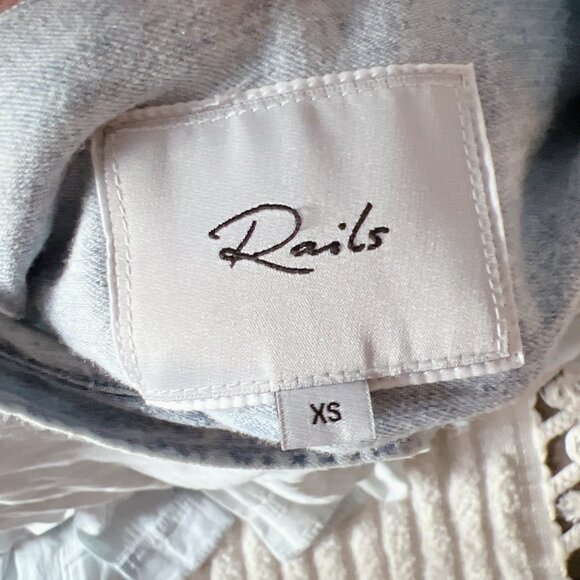 RAILS INGRID ECO COLLECTION RAW DENIM SHIRT IN LIGHT ACID WASH SIZE XS- NEW - Picture 8 of 8